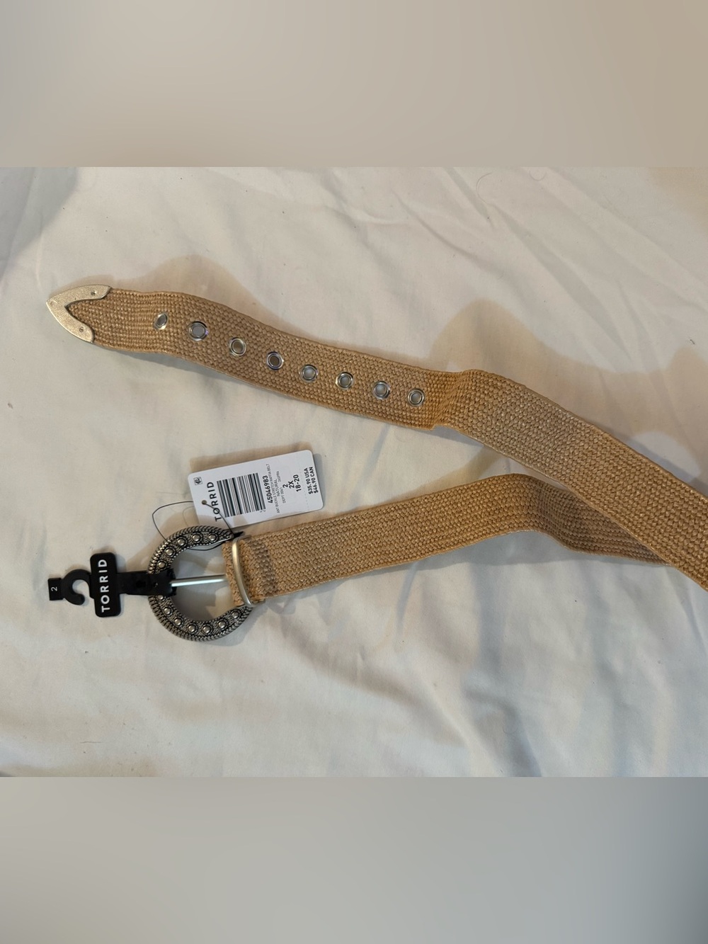 torrid Tan Woven Stretch Belt with Embossed Silver Buckle